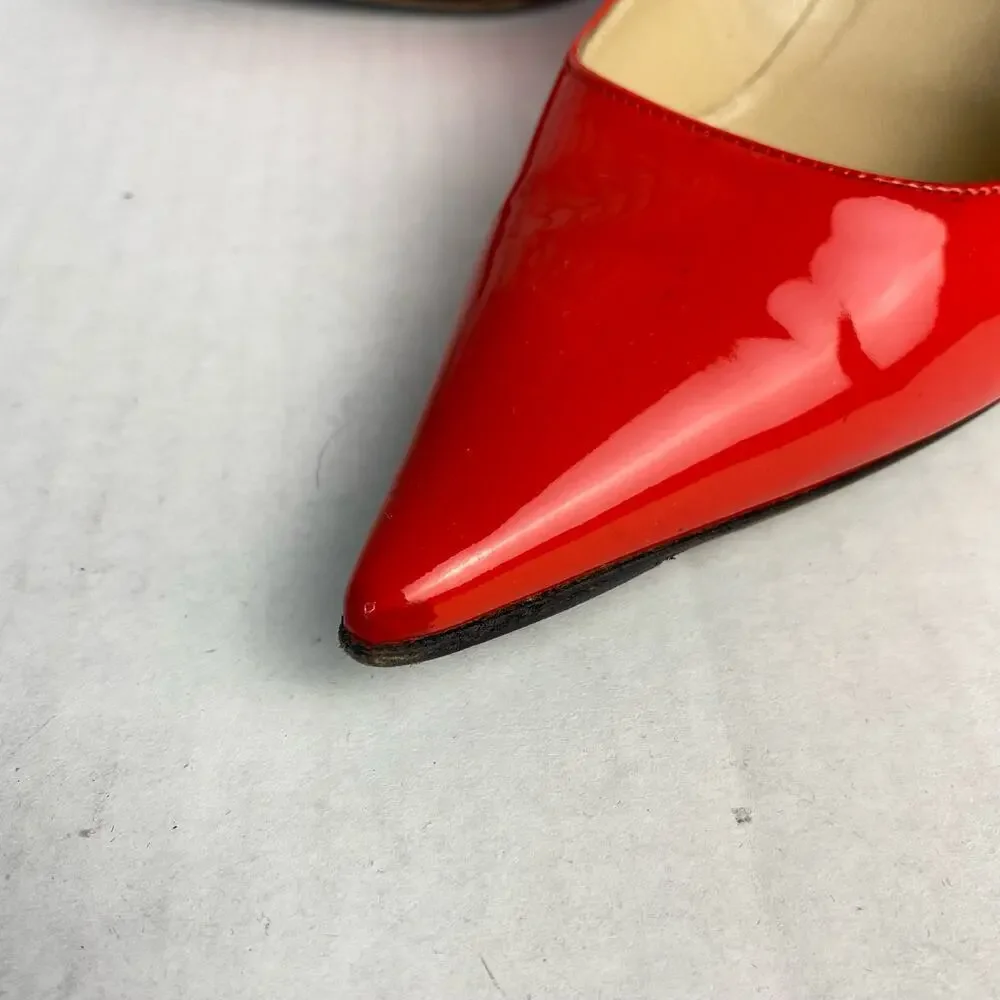 Jimmy Choo Heels Pumps Point Toe Stiletto Shoes Patent Leather Red 38 8 - Picture 11 of 15